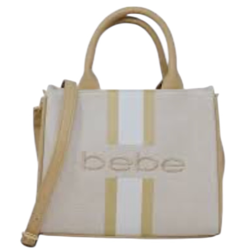 Bebe NWT Beige and White Mini Satchel with Tan Accents - Picture 2 of 4